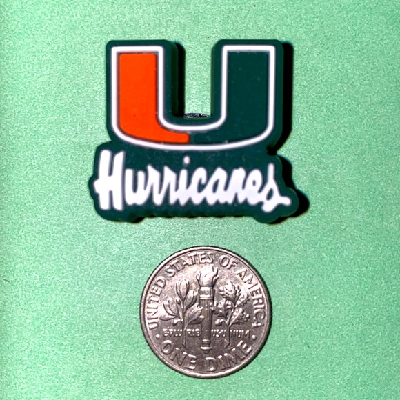 (10 for $15) Univ. of Miami Hurricanes NCAA Football 🏈 Crocs Shoe Charms - Picture 1 of 1